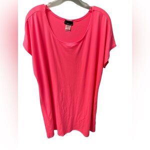 NY Invasion Women’s Vibrant Hot Pink 3X Long Top Short Sleeve